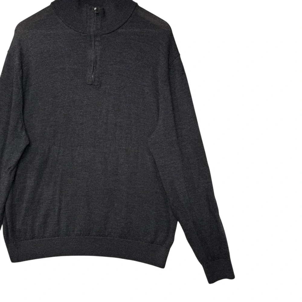 Banana‎ Republic Men's Charcoal Gray 100% Merino Wool 1/4 Zip Sweater XL